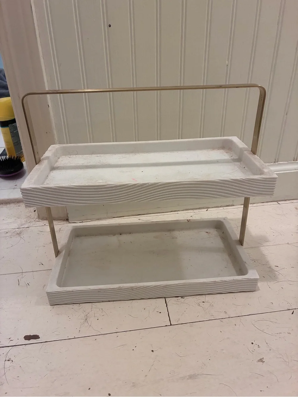 Two Tier Countertop Vanity Organizer White Shelf